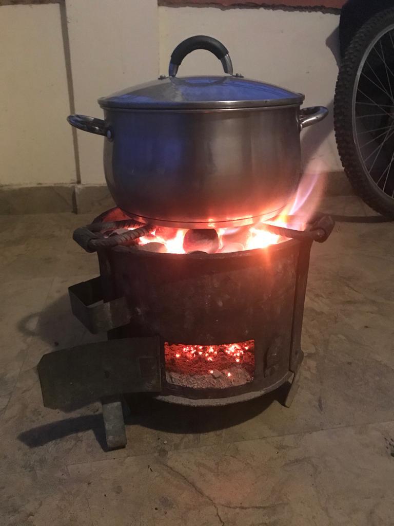 charcoal on stove